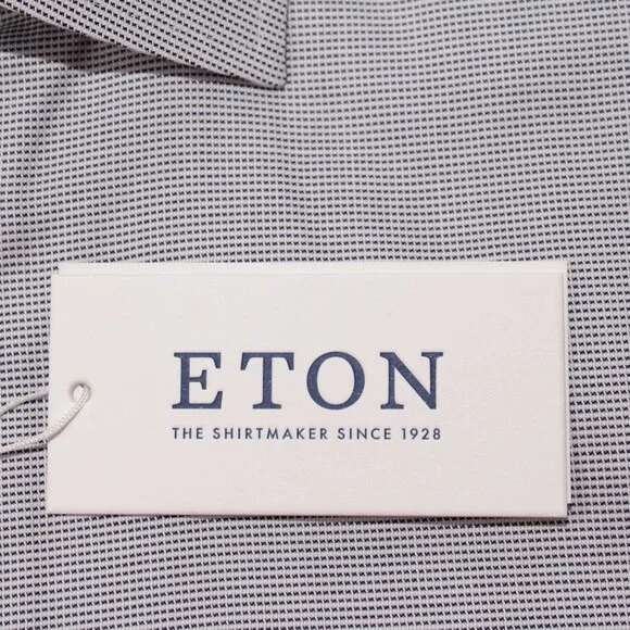 Eton NWT Dress Shirt Size 38 15 Slim Fit in Blue / White 100% Cotton
